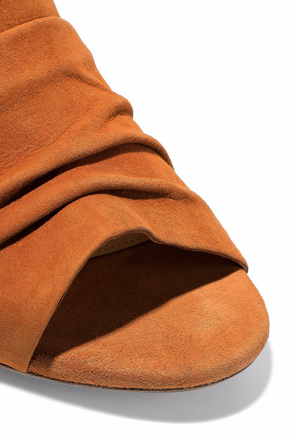 Alexandre Birman Ruched Suede Mules Camel Women's