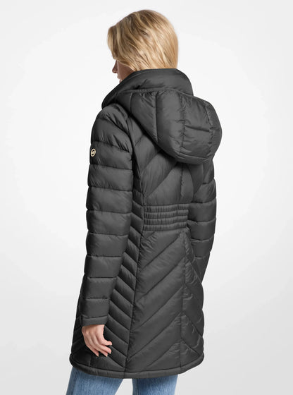 Michael Kors Packable Quilted Nylon Puffer Coat BLACK