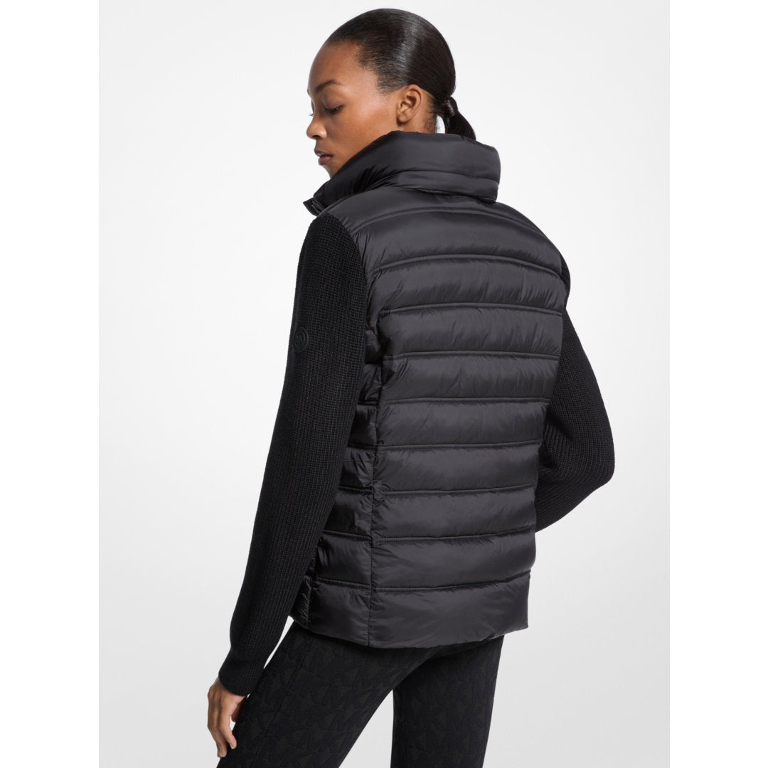 Michael Kors Quilted Nylon and Knit Jacket BLACK