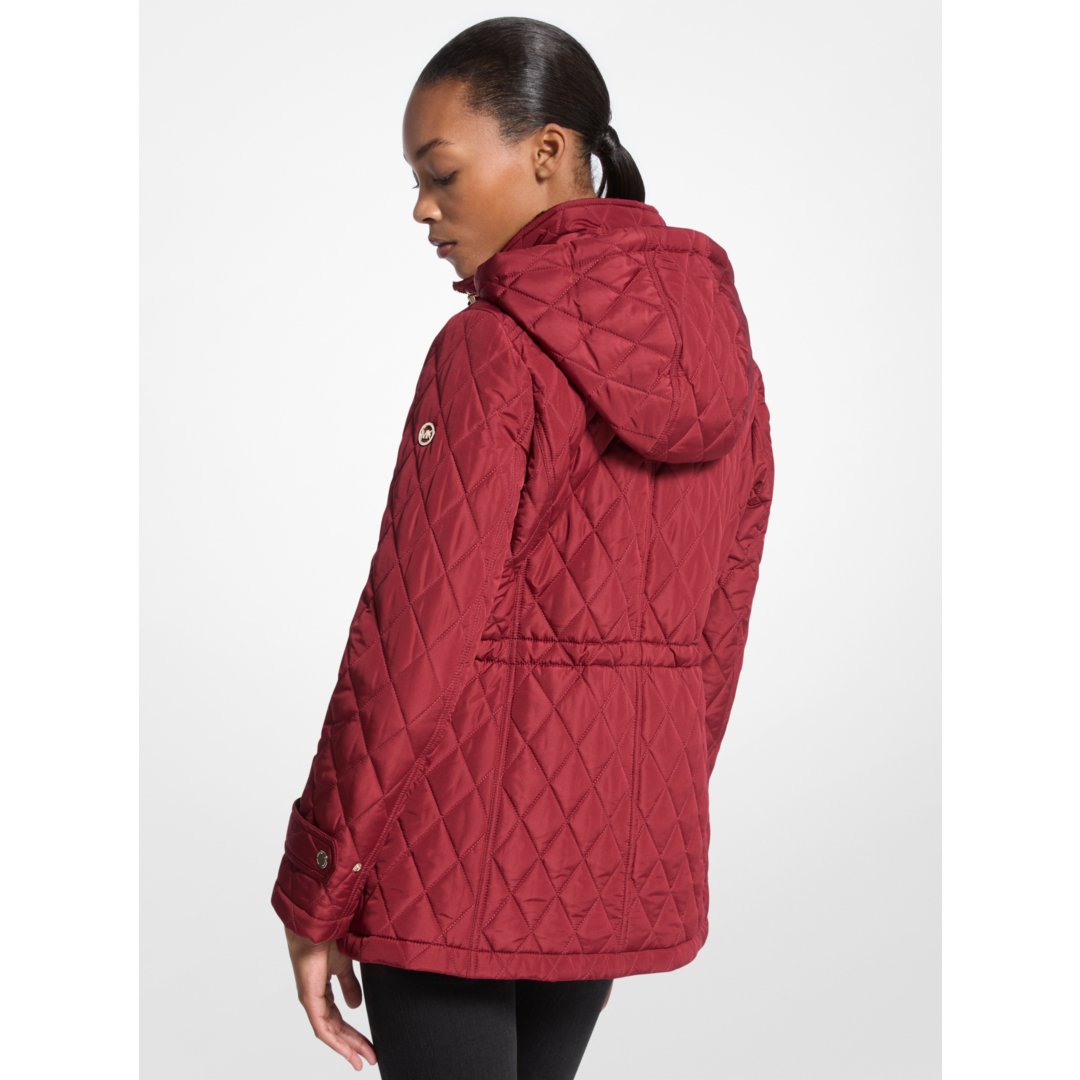 Michael Kors Quilted Hooded Jacket CHERRY