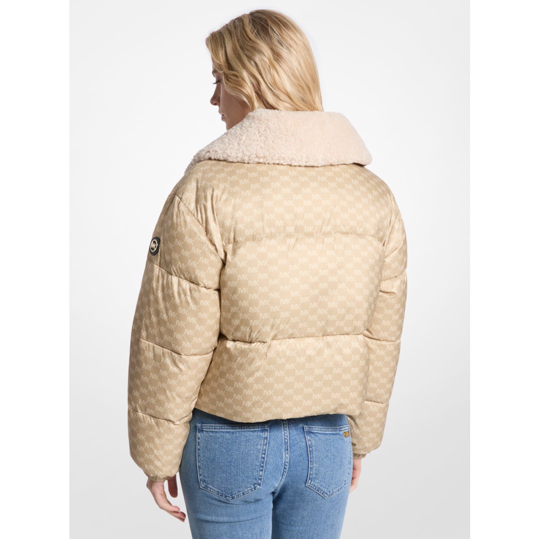 Michael Kors Logo Print and Sherpa Puffer Jacket KHAKI