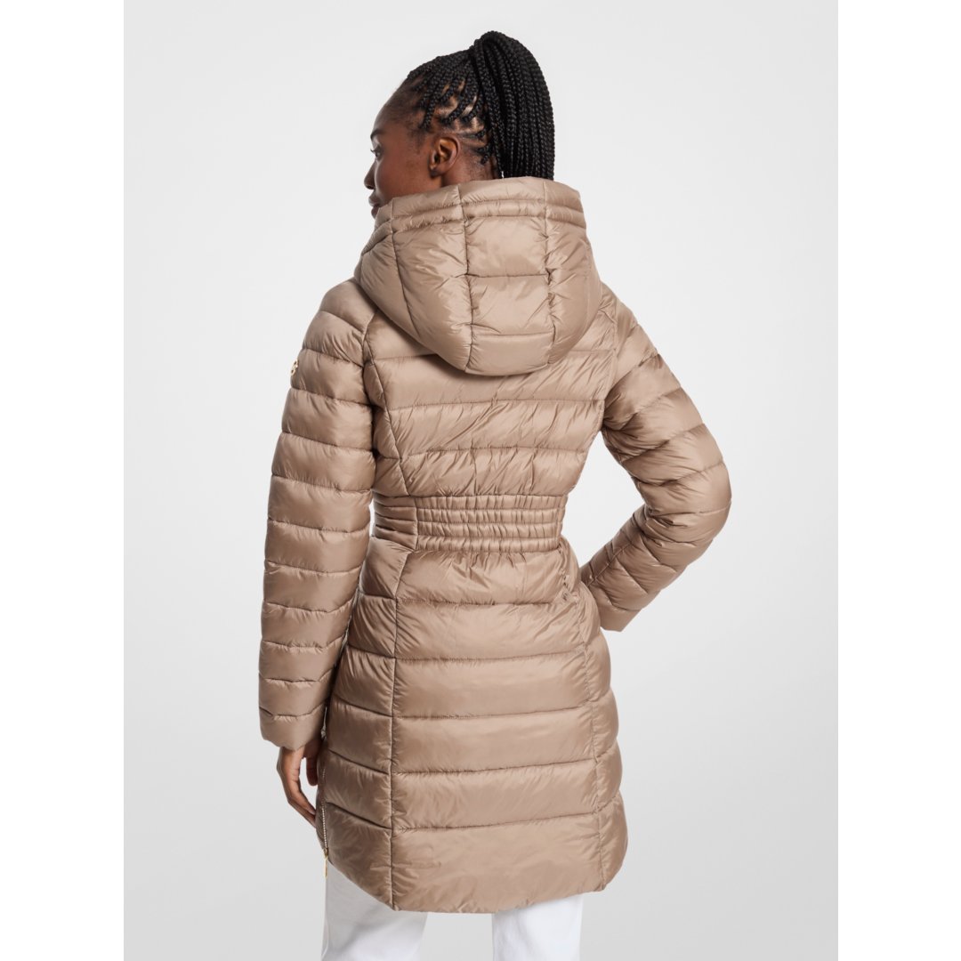 Michael Kors Quilted Nylon Puffer Coat TAUPE