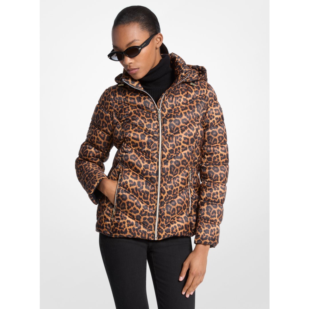 Michael Kors Packable Quilted Puffer Jacket CHEETAH