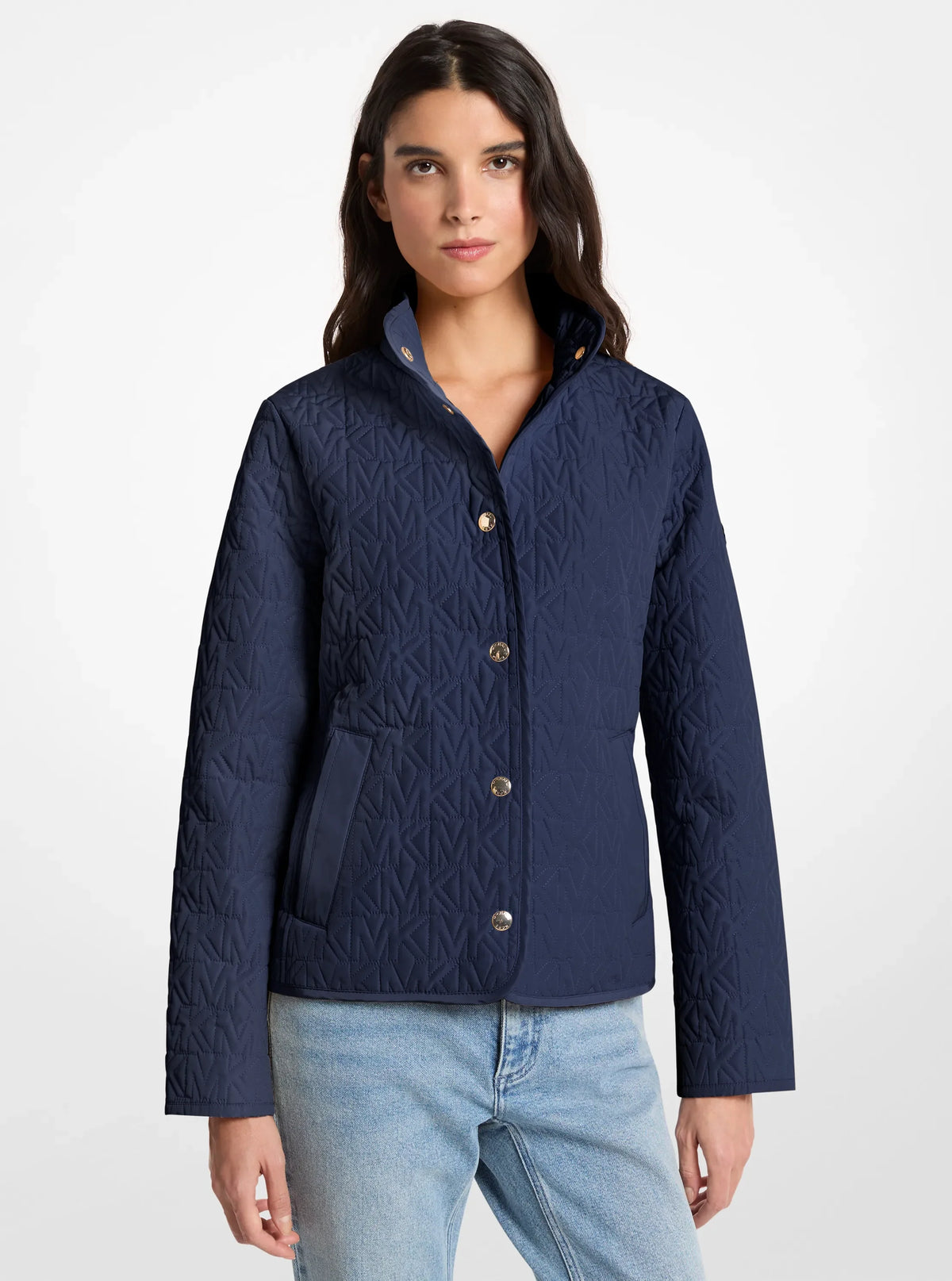 Michael Kors Quilted Logo Jacket MIDNIGHTBLUE