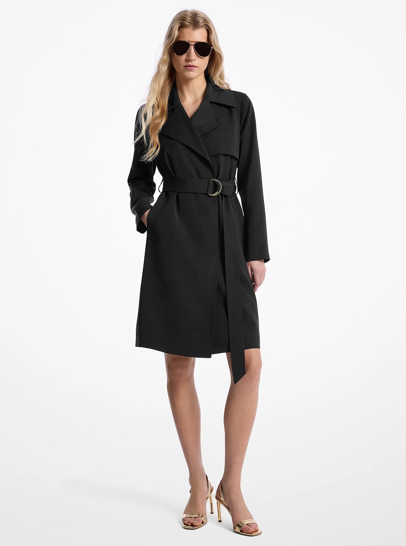 Michael Kors Belted Trench Coat BLACK