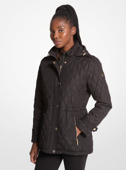 Quilted Hooded Jacket Black Black