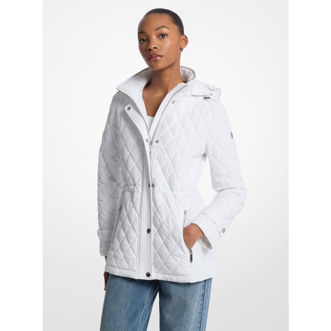 Michael Kors Quilted Hooded Jacket WHITE
