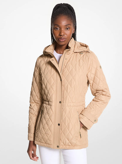 Michael Kors Quilted Hooded Jacket KHAKI