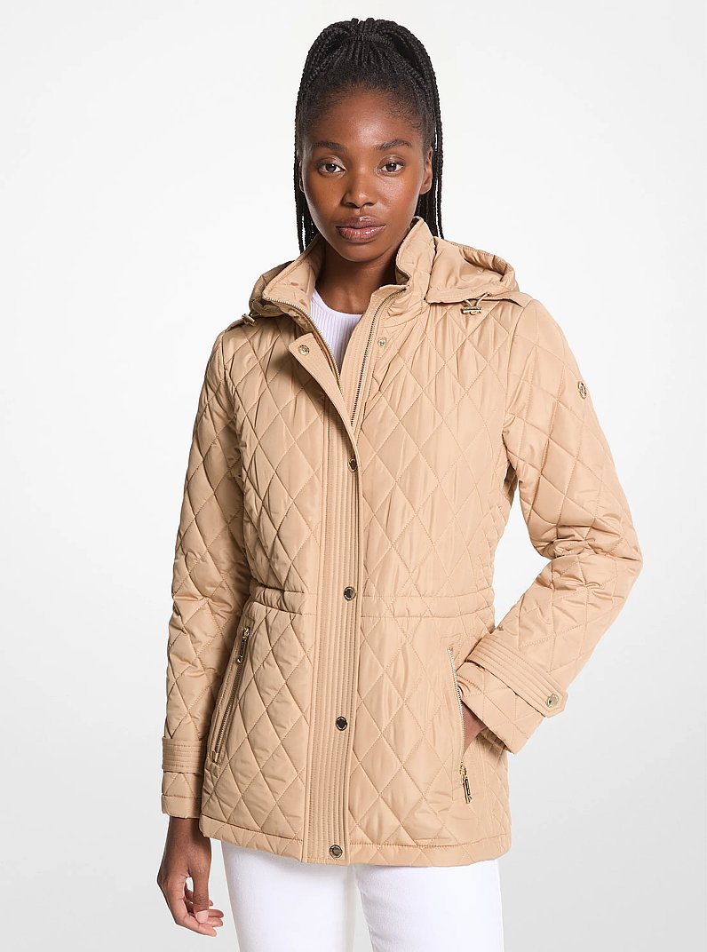Michael Kors Quilted Hooded Jacket KHAKI
