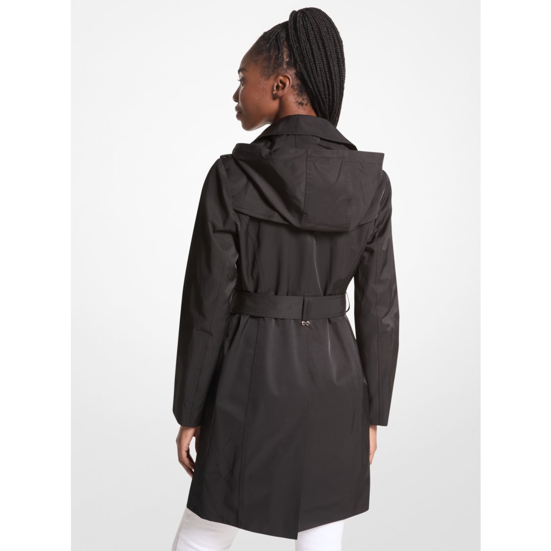 Michael Kors Cotton Blend Hooded Trench Coat BLACK