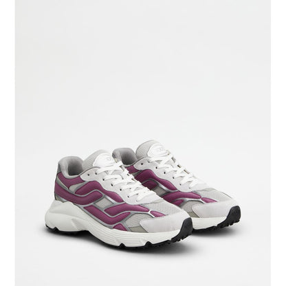 Tods Sneakers In Leather And Technical Fabric Pink Grey Womens