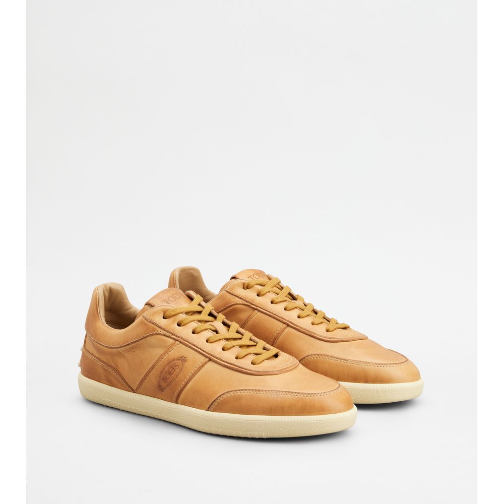 Tods Tabs Sneakers In Leather Brown Mens