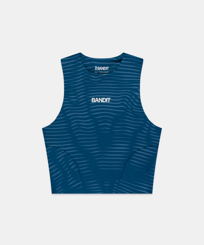 Bandit Womens Stamina Race Crop Organic Stripe Ink Blue