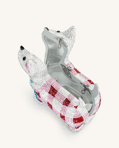 Jw Pei Eden Puppy Shape Faux Crystal Clutch White