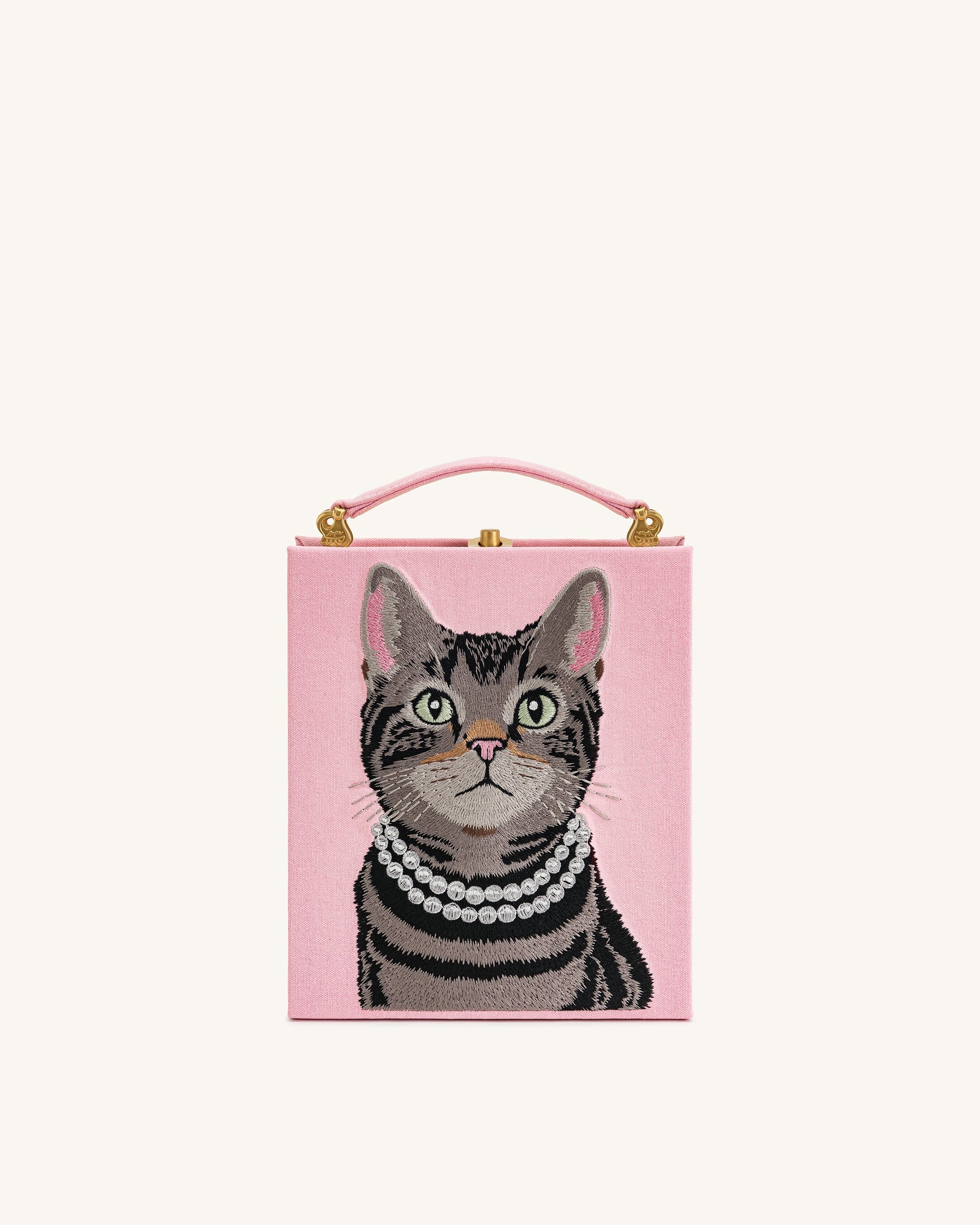 Jw Pei Taya Tabby Cat Pattern Book Shape Clutch Bag Pink