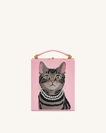 Jw Pei Taya Tabby Cat Pattern Book Shape Clutch Bag Pink