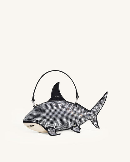 Jw Pei Nerys Artificial Crystal Shark Top Handle Bag Black