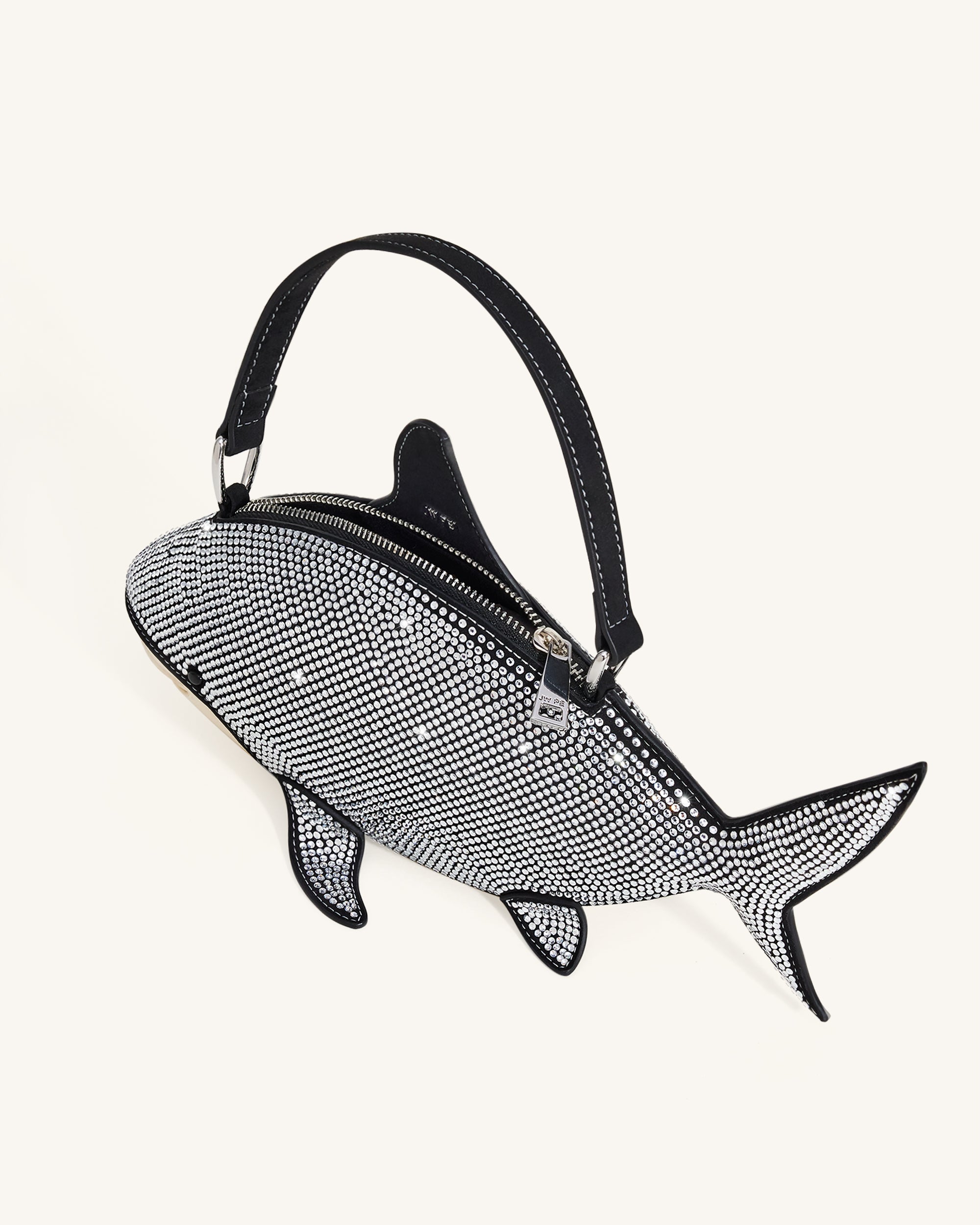 Jw Pei Nerys Artificial Crystal Shark Top Handle Bag Black
