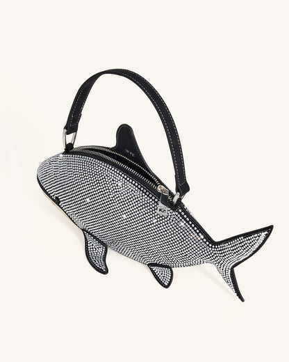 Jw Pei Nerys Artificial Crystal Shark Top Handle Bag Black