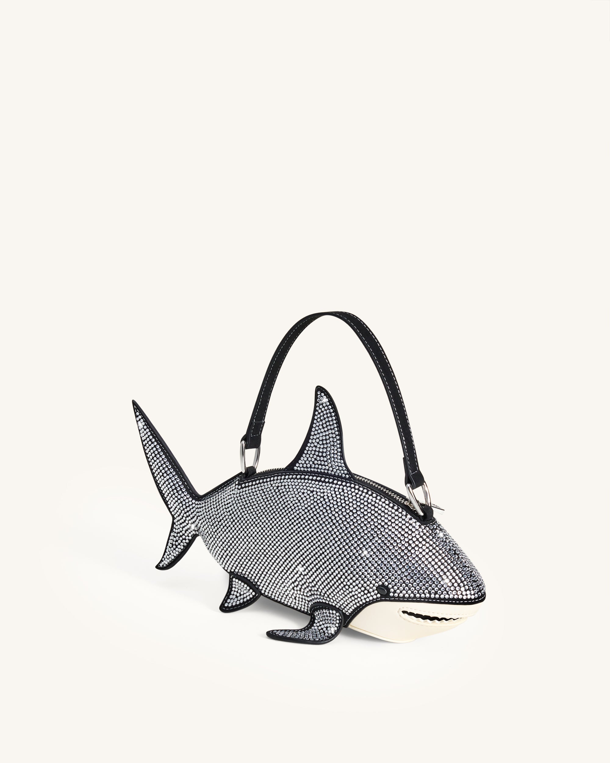 Jw Pei Nerys Artificial Crystal Shark Top Handle Bag Black