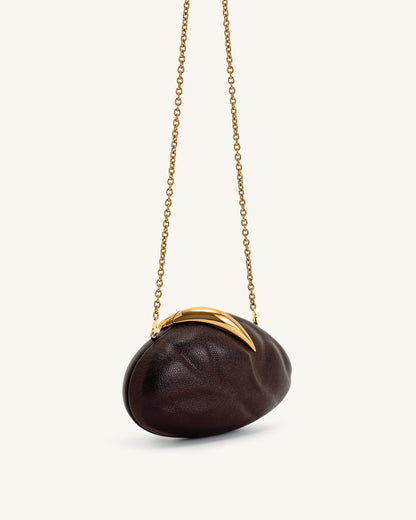 Jw Pei Kaya Irregular Oval Clutch Dark Brown