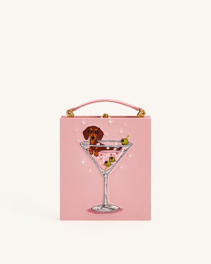 Jw Pei Taya Wine Glass Puppy Pattern Book Shape Clutch Bag Pink