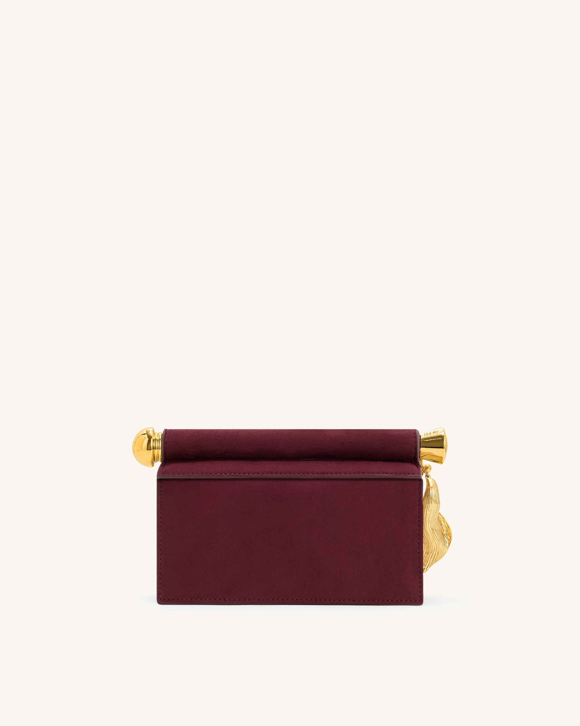 Jw Pei Holly Faux Suede Metal Pendant Embellished Clutch Reddish Brown