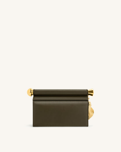 Jw Pei Holly Metal Pendant Embellished Clutch Dark Olive