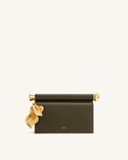 Jw Pei Holly Metal Pendant Embellished Clutch Dark Olive