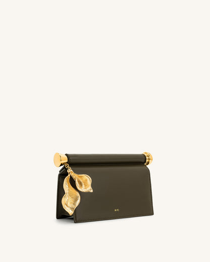 Jw Pei Holly Metal Pendant Embellished Clutch Dark Olive