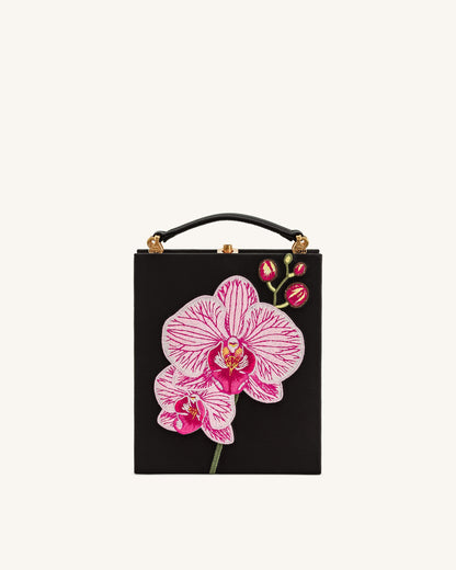 Jw Pei Taya Orchid Motif Book Shape Clutch Bag Black