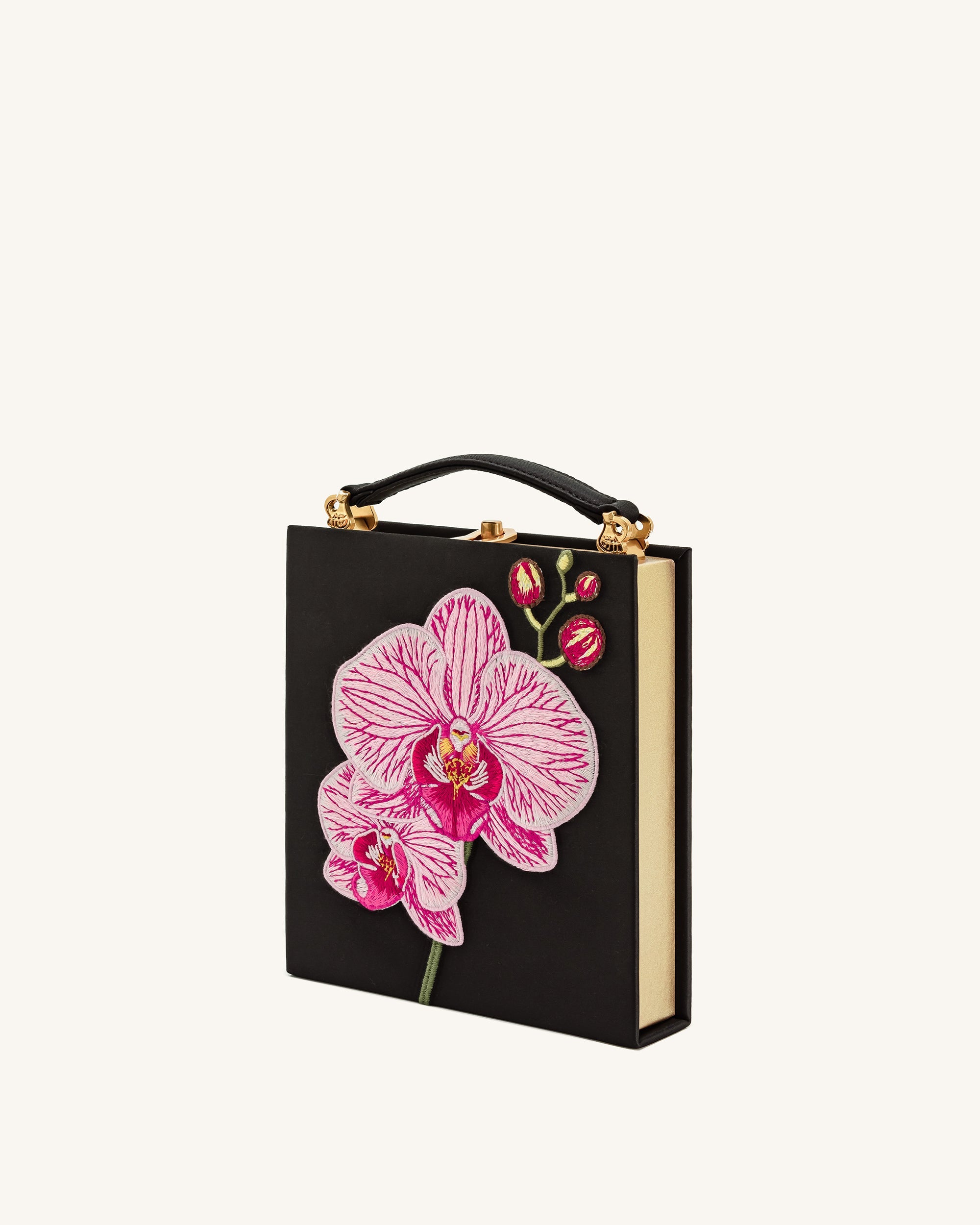 Jw Pei Taya Orchid Motif Book Shape Clutch Bag Black