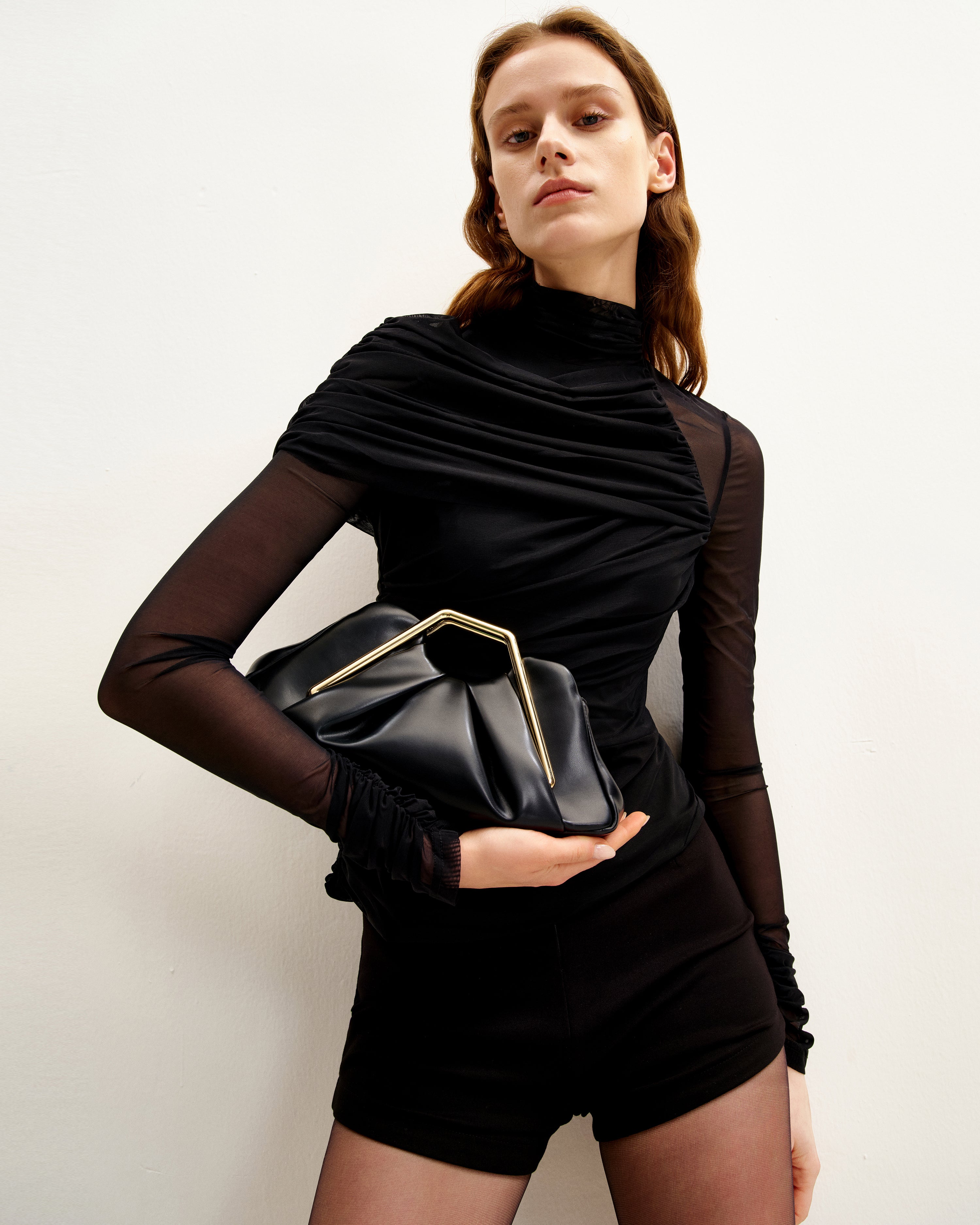 Jw Pei Lila Metal Frame Clutch Black