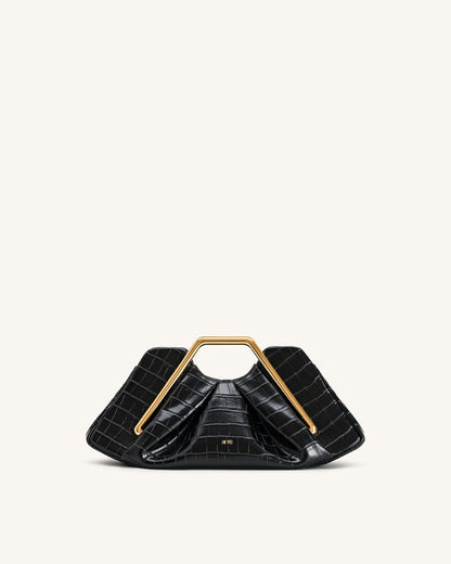 Jw Pei Lila Faux Croc Effect Metal Frame Clutch Black