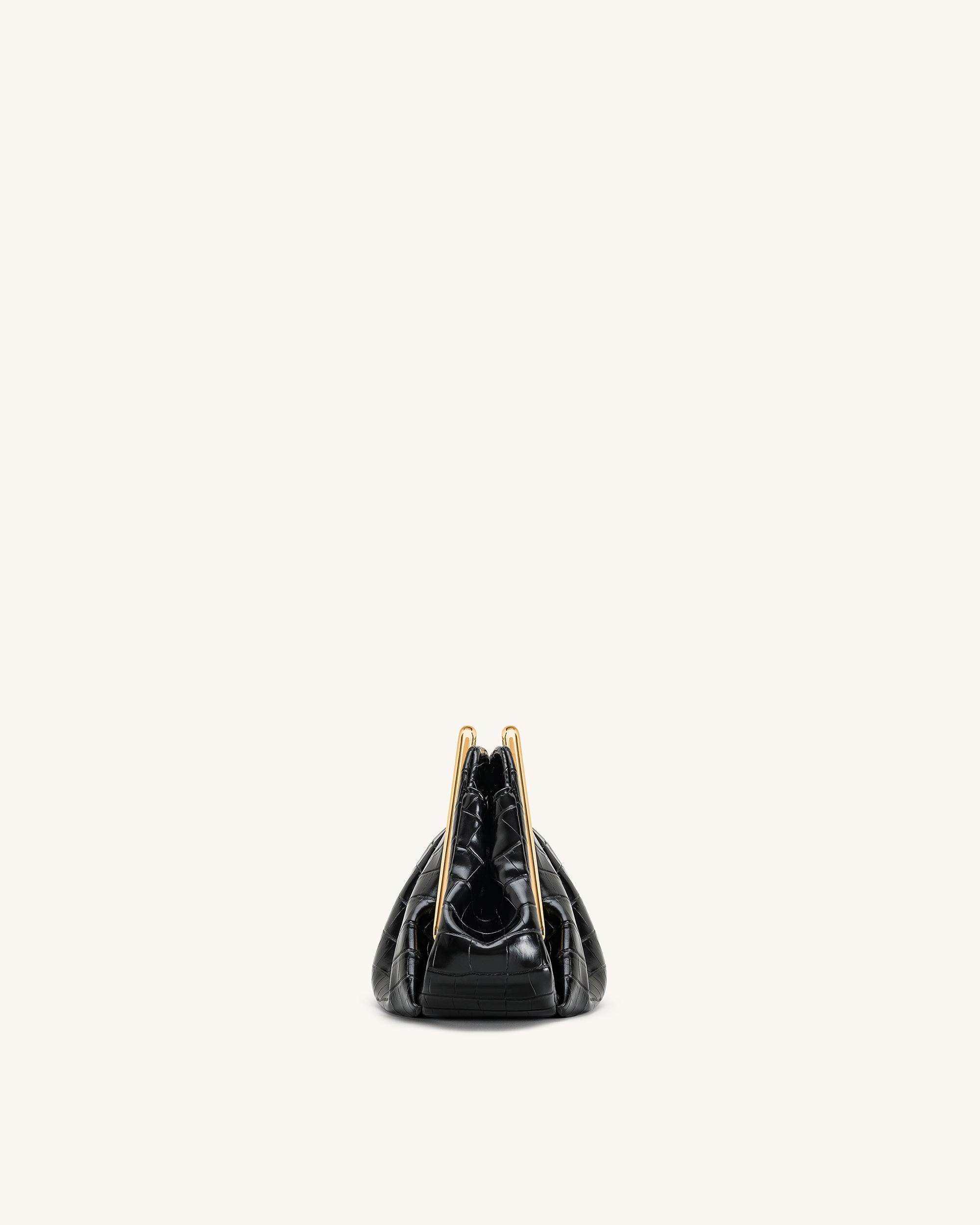 Jw Pei Lila Faux Croc Effect Metal Frame Clutch Black