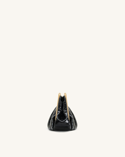 Jw Pei Lila Faux Croc Effect Metal Frame Clutch Black