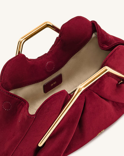 Jw Pei Lila Faux Suede Metal Frame Clutch Red
