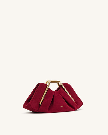 Jw Pei Lila Faux Suede Metal Frame Clutch Red