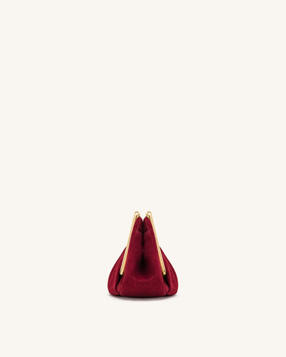 Jw Pei Lila Faux Suede Metal Frame Clutch Red