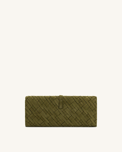 Jw Pei Zaria Woven Clutch Dark Olive
