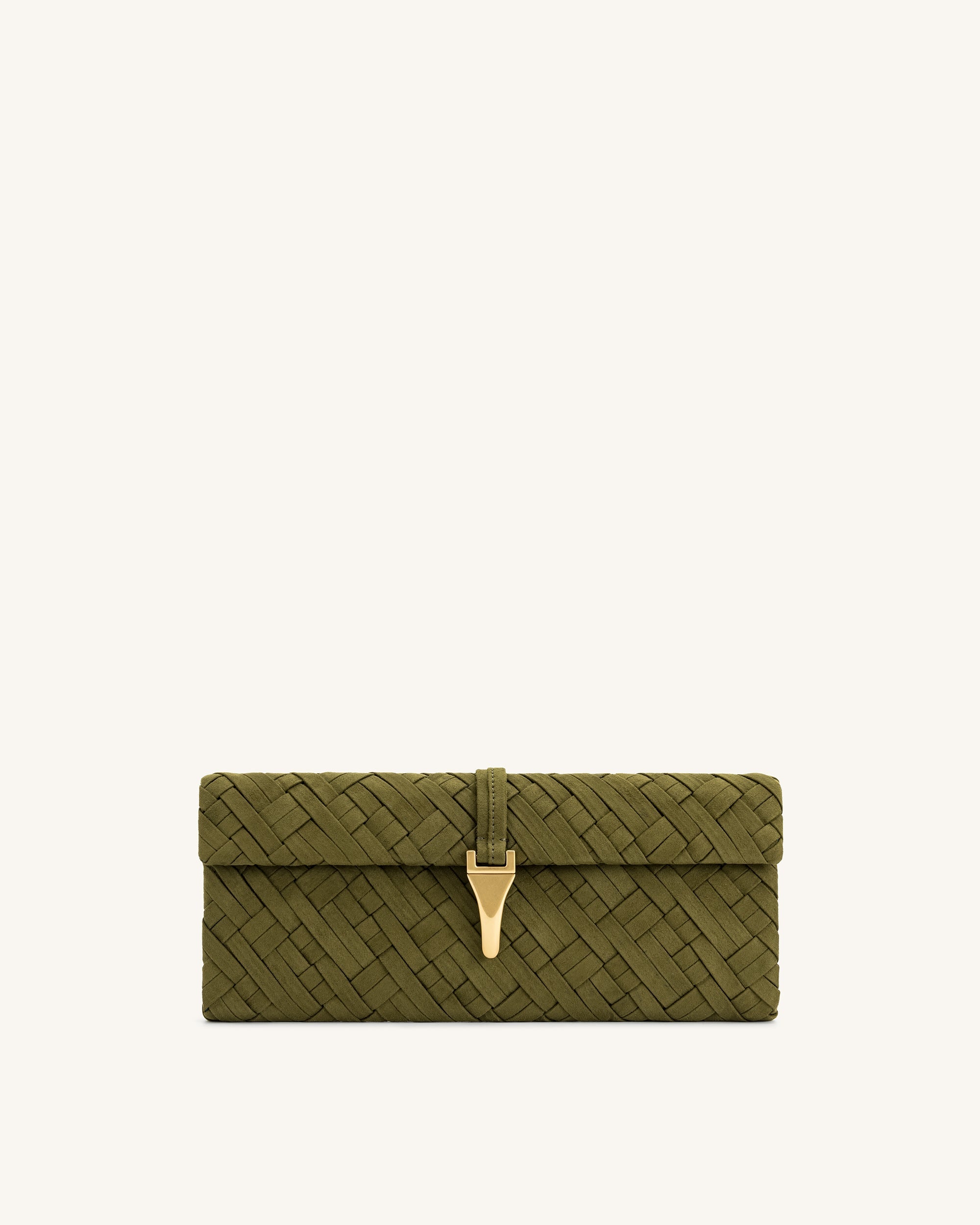 Jw Pei Zaria Woven Clutch Dark Olive