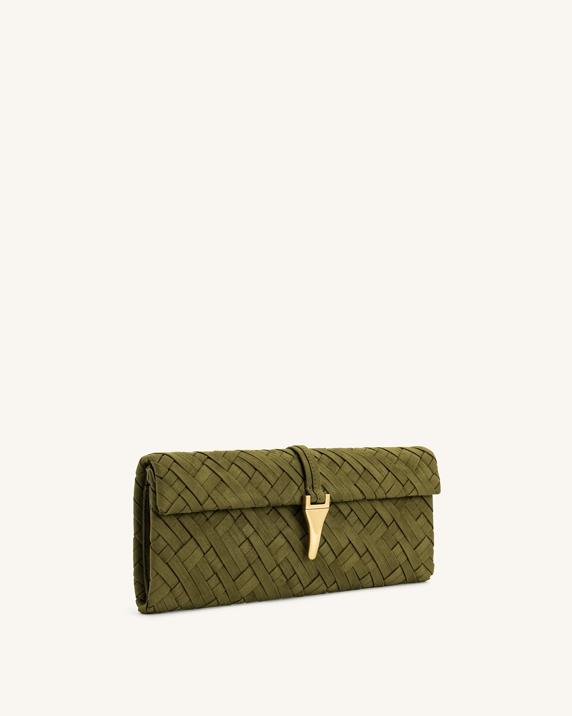 Jw Pei Zaria Woven Clutch Dark Olive