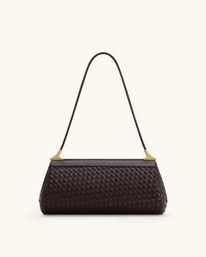 Jw Pei Eloise Woven Shoulder Bag Dark Brown