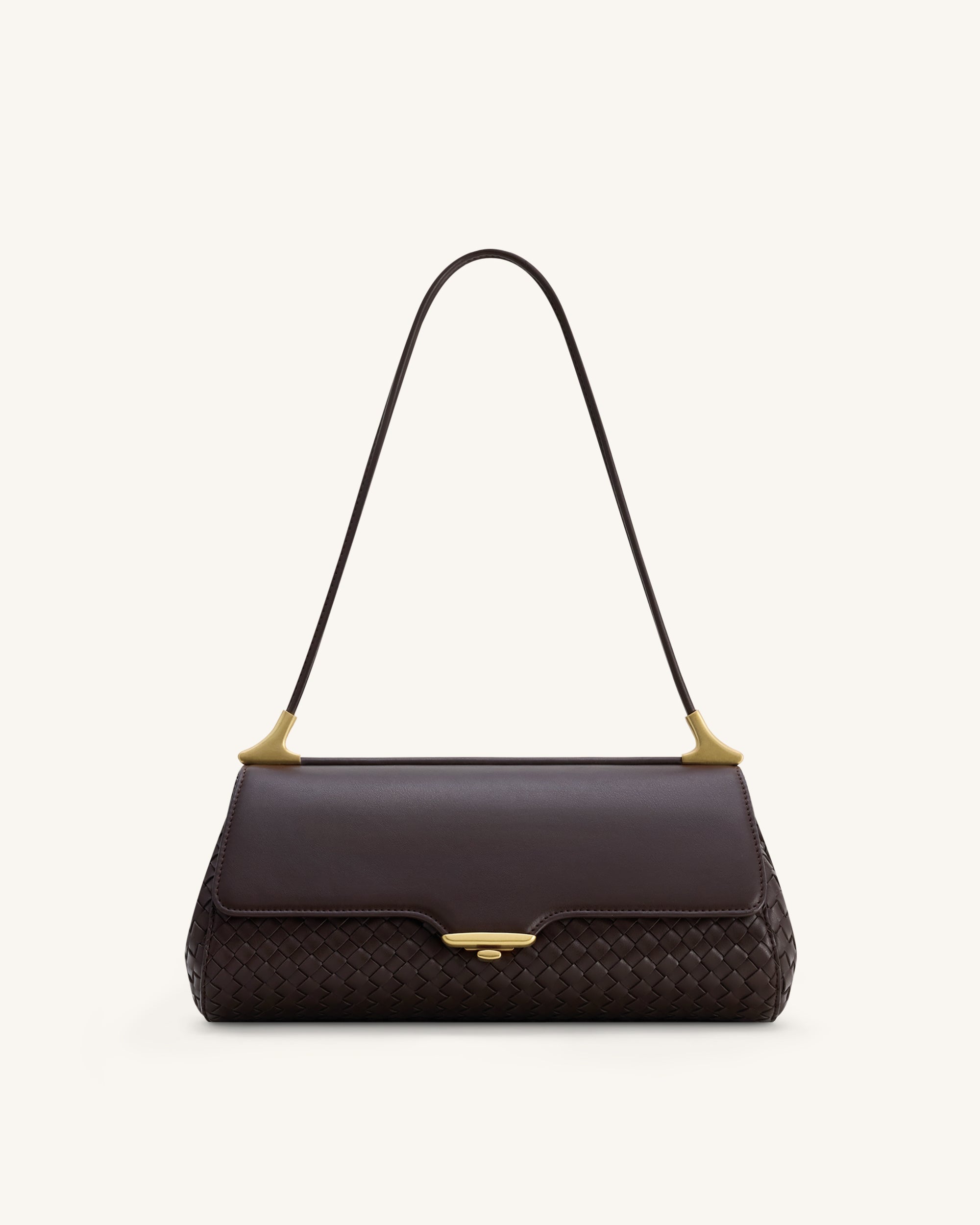 Jw Pei Eloise Woven Shoulder Bag Dark Brown