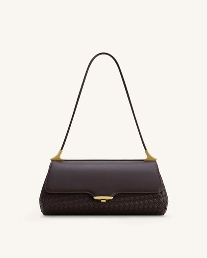 Jw Pei Eloise Woven Shoulder Bag Dark Brown