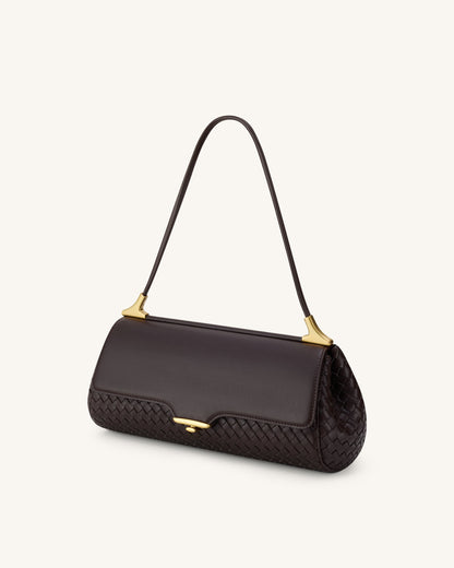 Jw Pei Eloise Woven Shoulder Bag Dark Brown