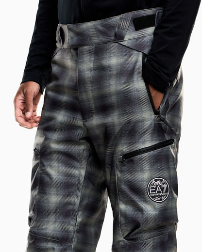 EA7 Technical ski cargo trousers in a check motif with STRATUM7 padding