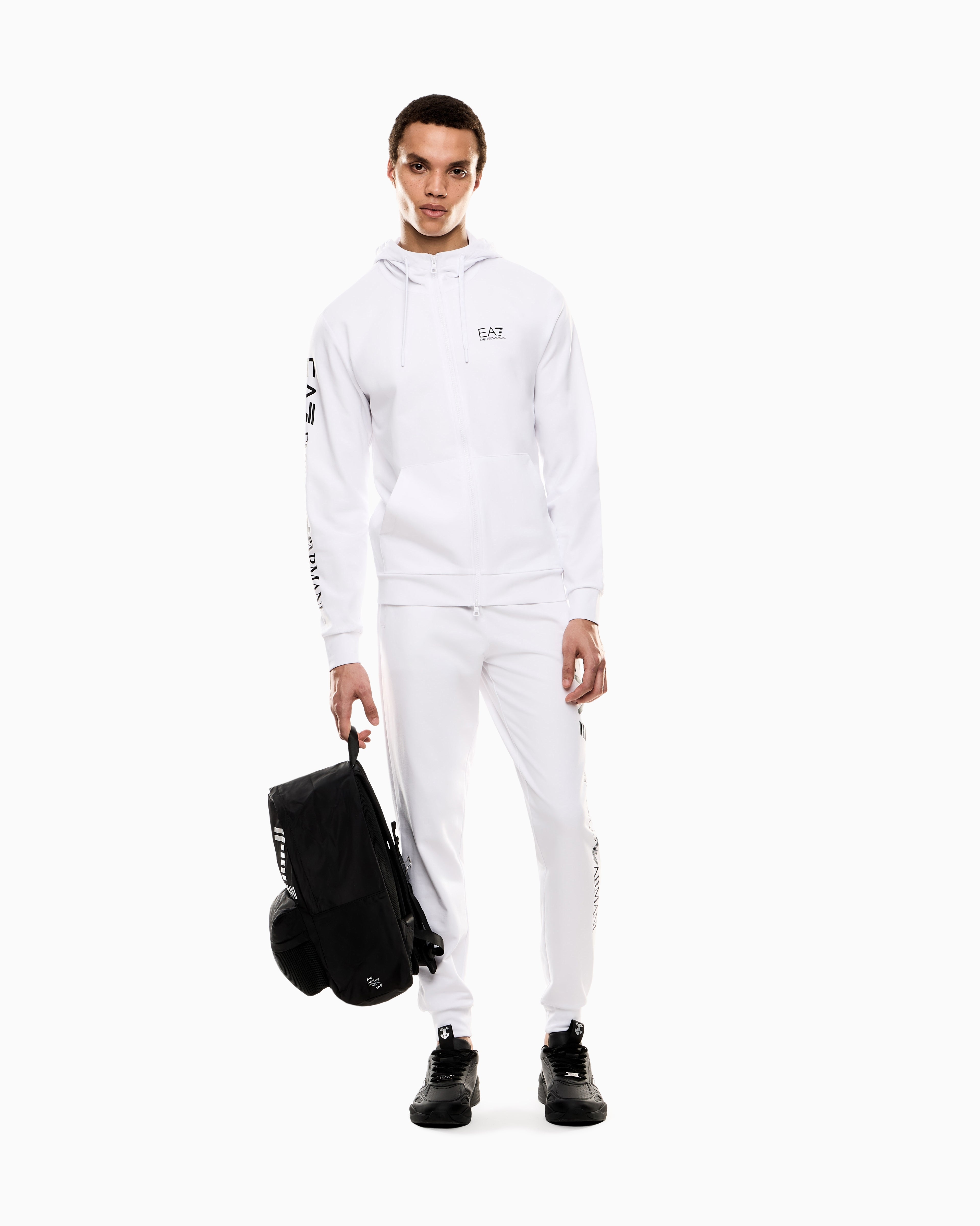 EA7 Logo zip up sweatshirt in cotton with a hood Logo Series