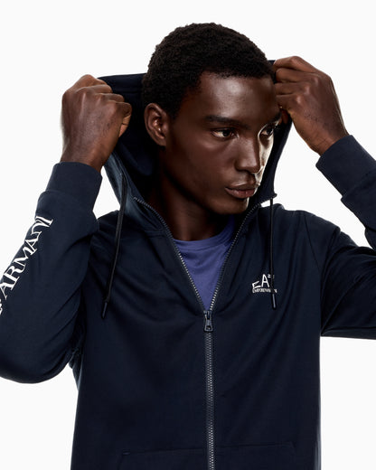 EA7 Logo zip up sweatshirt in cotton with a hood Logo Series