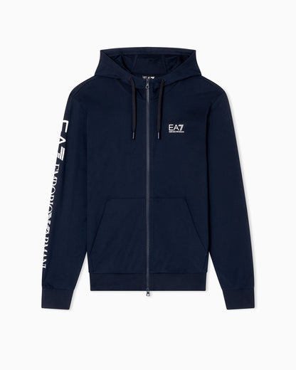 EA7 Logo zip up sweatshirt in cotton with a hood Logo Series